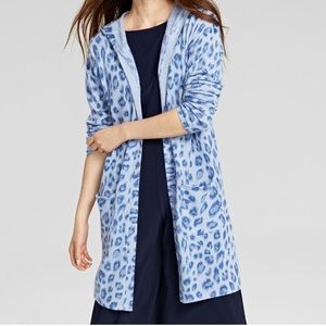 Petite Cashmere Printed Open-Front Hoodie